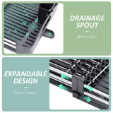 1 x RAW Customer Returns KINGRACK Dish Drainer, Expandable Dish Rack, Foldable Stainless Steel Dish Drainer with Removable Cutlery Holder, Scratch-Resistant Plate Rack and Swivel Drainage Spout, Black - RRP €45.99