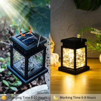 1 x RAW Customer Returns LQWELL Solar Lantern for Outdoor Use, Set of 2 Solar Light Garden Lanterns, Outdoor Solar Lamp Light, Hanging Solar Lantern Garden Decoration Garden Light, 30 LED, Square, Warm White - RRP €20.16