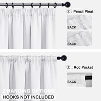 1 x RAW Customer Returns DWCN Bedroom Curtains for Rail System, Blackout Curtains with Curtain Ties, Ruffle Tape Curtains Short Blackout Curtains Dark Curtains Kitchen, 137x117cm HxW , Grey White, Set of 2 - RRP €27.99