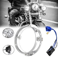 1 x RAW Customer Returns SKUNTUGUANG 7 inch bracket ring LED projector head light for motorcycle chrome  - RRP €27.99