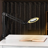 1 x RAW Customer Returns Beyamz LED magnifying glass lamp, workplace lamp, 5 diopter magnifying glass with light - with clamp, swivel arm, dimmable, 3 color modes, 105 mm glass lens - magnifying glass for reading, crafting - 5x magnification - RRP €59.99