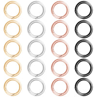 3 x Brand New 20 Pieces Round Spring Clips, Zinc Alloy O-ring 27 mm Welded Rings for Keychains, Backpacks 4 Colors  - RRP €82.8