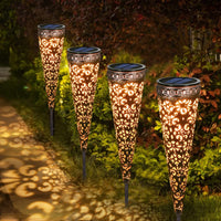 1 x RAW Customer Returns Pack of 4 metal vintage solar lamps, G rvitor IP65 waterproof garden solar lights for outdoor use, warm white LED solar garden lights with ground spike decoration for patio, flower box, balcony - RRP €52.91