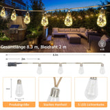 1 x RAW Customer Returns Outdoor fairy lights with 16 light bulbs, 8.3M 80LED ball fairy lights vintage hemp rope waterproof, 8 modes party fairy lights with plug for garden terrace wedding balcony no solar energy  - RRP €24.5