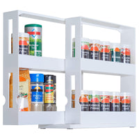 1 x RAW Customer Returns UPP extendable spice rack white l Rotating organization system for spices and medicines I Space-saving niche shelf made of plastic I Ideal as a cupboard insert in the kitchen bathroom I 27.5x10.5x28cm - RRP €22.99