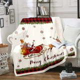 1 x Brand New Homewish Christmas Blanket Christmas Deer Blanket Throw 75 x 100 Cute Santa Claus Duvet Cover Merry Christmas Printed Fleece Blanket Kids Cartoon Fuzzy Blanket Grid Snowflake Decor - RRP €20.4