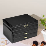 2 x Brand New Vlando jewelry storage jewelry box with mirror jewelry box women s jewelry box with 3 levels and drawers, jewelry organizer made of leather for earrings, necklaces - RRP €40.8