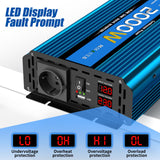 1 x RAW Customer Returns Inverter 12V to 230V pure sine wave 2000W 4000W voltage converter with LED display, EU AC sockets, USB ports, pure sine wave power inverter converter for car, caravan, boat, camping - RRP €191.59