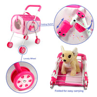 3 x Brand New Anivia Pet Stroller and Accessories for Kids Ages 3-7, Dog Toy, 2 Piece Dog Set, Puppy Playset with 1 Puppy Included Pink - RRP €95.97