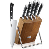 1 x RAW Customer Returns D.Perlla knife block set, 6-piece knife set with wooden block, chef s knife set with sharp blades, high carbon stainless steel, brown - RRP €49.99