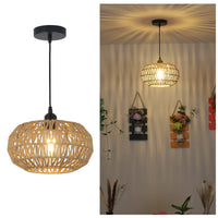 1 x RAW Customer Returns Stepeak Boho Hanging Lamp with Rattan Lampshade, Natural Rattan Pendant Light Dining Table, Rustic Hanging Light for Bedroom, Bamboo Hanging Ceiling Light for Living Room, Dining Room, Hallway, Kitchen - RRP €49.99