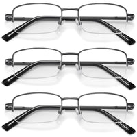 1 x Brand New VVDQELLA reading glasses metal frame men women reading glasses computer 3.00x 3 black fashion reading glasses with blue light filter spring hinge - RRP €60.0