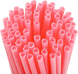 2 x RAW Customer Returns 100 Pieces Plastic Straws Reusable, Pink Heart-Shaped Drinking Straws with Cleaning Brushes, for All Kinds of Smoothie Milkshakes, Valentine s Day, Birthday Party, Weddings Parties Pink  - RRP €34.24