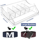 1 x RAW Customer Returns Acrylic Belt Organizer, ToyaJeco 5 Compartments Belt Storage Holder for Closet Drawer, Clear Belt Box Container Display Case with Display Stand for Tie Bow Tie Jewelry Watch 5 Grids  - RRP €26.21