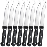 1 x RAW Customer Returns Steak knife set, Pleafind steak knife 8-piece, stainless steel steak knife set, sharp steak knife set with serrated edge, steak knife set, table knife, table knife, kitchen steak cutlery, dishwasher safe - RRP €11.99