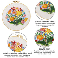 1 x Brand New Mecmbj embroidery starter kit, embroidery kit, 3 sets Beginner embroidery kit Floral pattern starter tools kit, including embroidery hoop, printed fabric, colored threads, needles and tools - RRP €22.8