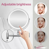 1 x RAW Customer Returns WITFAMILY Rechargeable Cosmetic Mirror with 1X 10X Magnification LED Lighting, Dimmable Shaving Mirror 3 Colors, Touchscreen, 360 Rotatable Wall Mount for Bathroom and Hotel Silver  - RRP €38.3