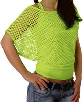 1 x RAW Customer Returns ELFIN women s mesh shirt mesh top mesh shirt 80s outfits carnival theme party tops mesh top summer tops, neon green, XL - RRP €22.18