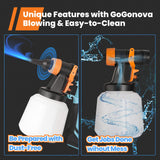 1 x RAW Customer Returns Paint Spray System, GoGonova 1400ml Large Container Paint Spray Gun with 4 Nozzles, 3 Patterns and Filter for Paints, Fences, Railings and Glazes Blue - RRP €49.99