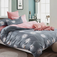 1 x RAW Customer Returns KEAYOO bed linen 135x200 cotton gray pink floral pattern set reversible bed linen with zipper soft fabric quality for summer and winter 135x200cm 80x80cm - RRP €28.2