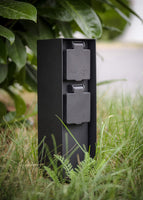 1 x RAW Customer Returns LED Universe garden socket made of stainless steel, IP44 for outdoors black 2-way  - RRP €34.99