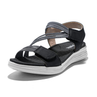 1 x RAW Customer Returns JOMIX Women s Summer Strap-on Sandals Elegant Flat Sandals Comfortable Slippers with Adjustable Elastic Home Beach Sea Shoes Open Toe for Summer SD9293 Black, 36  - RRP €32.95