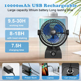 1 x RAW Customer Returns Wastou Table Fan, USB Rechargeable Desk Fan, Portable Tower Fan with 10000mAh Battery, Adjustable Speed, Rotatable Head for Home and Office - RRP €22.02