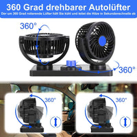 1 x RAW Customer Returns Chaohua Car Fan, 12V Double Head Fan Car 360 Degree Rotatable with 2 Speeds Double Fan Suitable for 12Volt Cars, Trucks, SUV - RRP €21.99