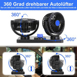 1 x RAW Customer Returns Chaohua Car Fan, 12V Double Head Fan Car 360 Degree Rotatable with 2 Speeds Double Fan Suitable for 12Volt Cars, Trucks, SUV - RRP €24.0