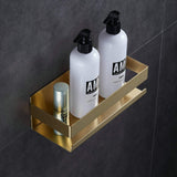 1 x RAW Customer Returns Kelelife Shower Shelf Without Drilling Shower Basket Gold Brushed Bathroom Self-Adhesive Bathroom Shelf Made of Stainless Steel - RRP €29.99