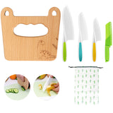 1 x RAW Customer Returns Goodchef Children s Knife 5-Piece Children s Kitchen Knife Set for Cutting and Cooking Fruit or Vegetables for Toddlers, Includes Child-Safe Wooden Knife from 2 Years Leaf Dinosaur  - RRP €15.99