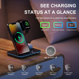 1 x RAW Customer Returns Minthouz 3-in-1 Fast Wireless Charger - 18W Wireless Charging with QC 3.0 Adapter - Wireless Docking Station Charger Compatible with iWatch, AirPods, iPhone Series 14 13 12 X 8 etc - RRP €21.6