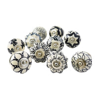 1 x RAW Customer Returns Ajuny Set of 20 Black and White Ceramic Cabinet Drawer Knobs Kitchen Indian Pattern Hand Painted - RRP €21.3