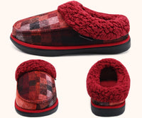 1 x Brand New COFACE Checked Red Slippers Men s Winter Warm Plush Wool Lined Slippers Men Comfort Memory Foam Moccasin Hut Shoes with Non-Slip Rubber Sole Indoor and Outdoor Size 43.5EU - RRP €60.0