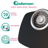 1 x RAW Customer Returns Adamson A25 analogue scales - NEW version - up to 180kg, non-slip rubber surface, extra large digits, high-precision analogue personal scales, durable, 20-year support for household, bedroom, bathroom - RRP €40.3