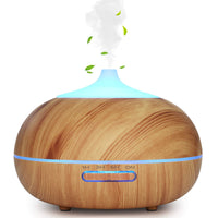 1 x RAW Customer Returns WD CD Aroma Diffuser Humidifier 300ml Light Wood Grain, Ultrasonic Nebulizer Fragrance Lamp Oils Diffuser with 7 Colors LED Waterless Automatic Shut-Off for Bedroom, Office, Yoga, Spa - RRP €24.48