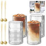 1 x RAW Customer Returns HOMURY Latte Macchiato Glasses Set of 4 double-walled coffee glasses, coffee glasses 375ml with 4 spoons, double-walled thermal glasses made of borosilicate glass for whiskey, beer, cocktail, iced coffee and iced tea - RRP €20.64