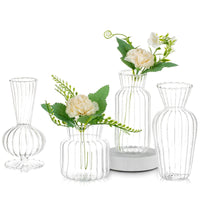 4 x Brand New Glass Vase for Flowers Set of 4 Narrow Neck Bud Vase Modern Sweet PEA Vase for Table Decoration Indoor Decor Wedding - RRP €95.6