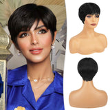 3 x Brand New RUWISS Pixie Cut Wigs for Black Women Pixie Cut Human Hair Wigs Short Layered Wigs Natural Black Short Pixie Human Hair Wigs 1B  - RRP €97.89