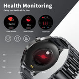 1 x RAW Customer Returns Smartwatch with telephone function, 1.32 inch smartwatch men with Bluetooth heart rate monitor sleep monitor, heart rate, calories, sports watch with voice assistant 360 360 HD touchscreen for iOS and Android - RRP €62.99