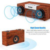 1 x RAW Customer Returns Smalody Retro Bluetooth Speaker, 50W Portable Wireless Wooden Speakers 12 Hours Playtime, Powerful Bass, TF Card, USB Playback - Speaker for Party, Outdoor - RRP €59.48