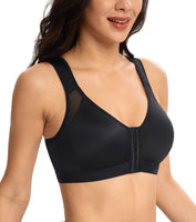 1 x RAW Customer Returns Lemorosy Post-Surgery Bra for Women Plus Sizes with Front Closure Full Cup Soft Fabric Back Support Black, 85C  - RRP €24.78