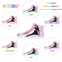 1 x RAW Customer Returns APTESOL Unisex LED Luminous Shoes High-Top Light Flashing Sneakers USB Charging Shoes for Women Men Pink, 37  - RRP €38.99