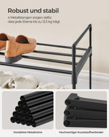 1 x RAW Customer Returns SONGMICS 2 Tier Shoe Rack Metal Shoe Rack Shoe Storage Shoe Organizer for 10-12 Pairs of Shoes Stackable Hallway Living Room Bedroom 30x116x34cm Black LSA032B01 - RRP €18.16