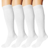 1 x RAW Customer Returns DDOBB 4 Pairs Compression Stockings Women and Men Support Stockings Compression Socks Support Socks Travel Stockings for Flight Sports Running Cycling White 4, SM  - RRP €19.99