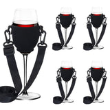 1 x Brand New 5pcs wine glass holder for hanging fabric, black wine glass holder for hanging, wine glass neck holder for birthday wedding picnic cup holder festival party - RRP €15.58