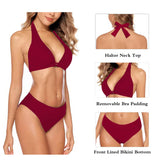 1 x RAW Customer Returns Aidotop Women s Bikini Set Triangle Swimsuit Beach Ties Two Piece Swimwear Bikini Bottoms 32Red1,L - RRP €34.27