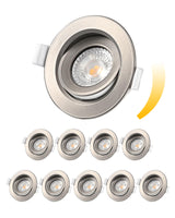 1 x RAW Customer Returns EDISHINE LED Spots Dimmable 10-pack, LED recessed spotlights flat 230V, 3000K dimmable 68mm, warm white recessed lights, swiveling spots ceiling light, 400 lumens, replacement halogen lamp nickel  - RRP €42.35