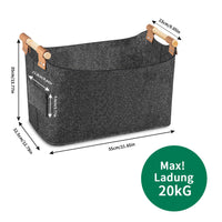 3 x Brand New PAMIYO 55 x 32 x 40 cm firewood basket made of extra thick felt, large firewood bag, felt basket with reinforced handles, foldable wood basket for firewood, storage for felt bag, newspapers, firewood - RRP €45.36