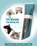 1 x RAW Customer Returns oneisall Cat Clipper Quiet, Professional Hair Clipper for Long-Haired Cats, 5-Speed Cat Shaver with LCD Display, IPX6 Waterproof, Easy to Clean Green  - RRP €40.2